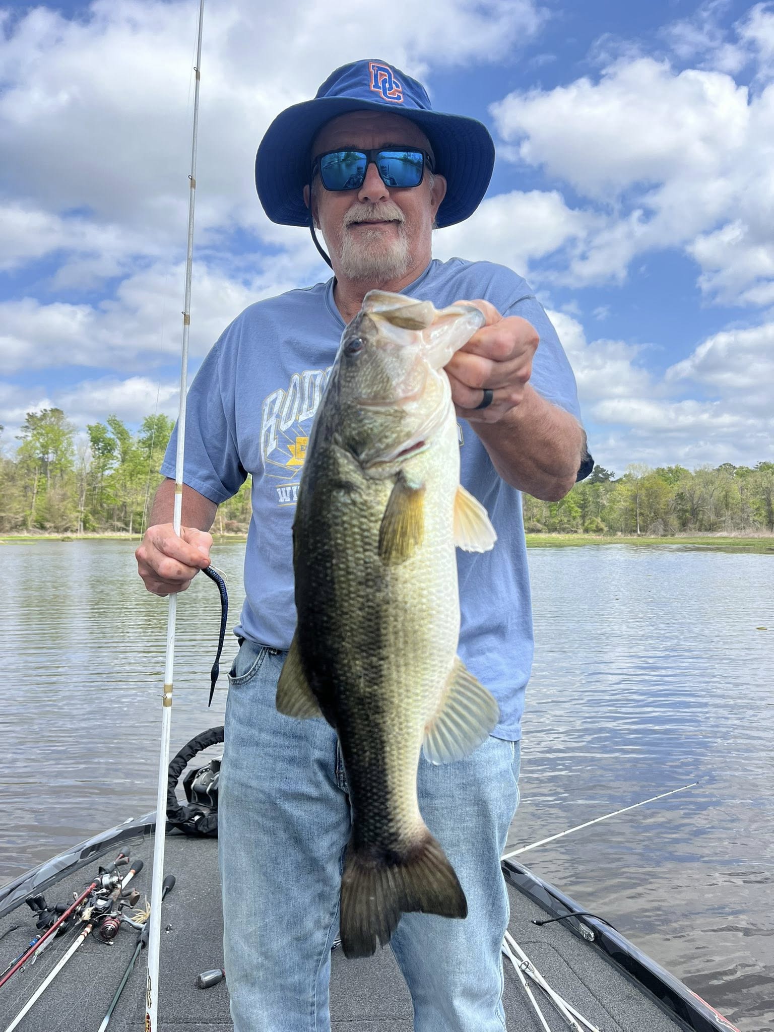 Spotted bass catch from fishing trip in Ridgeland MS