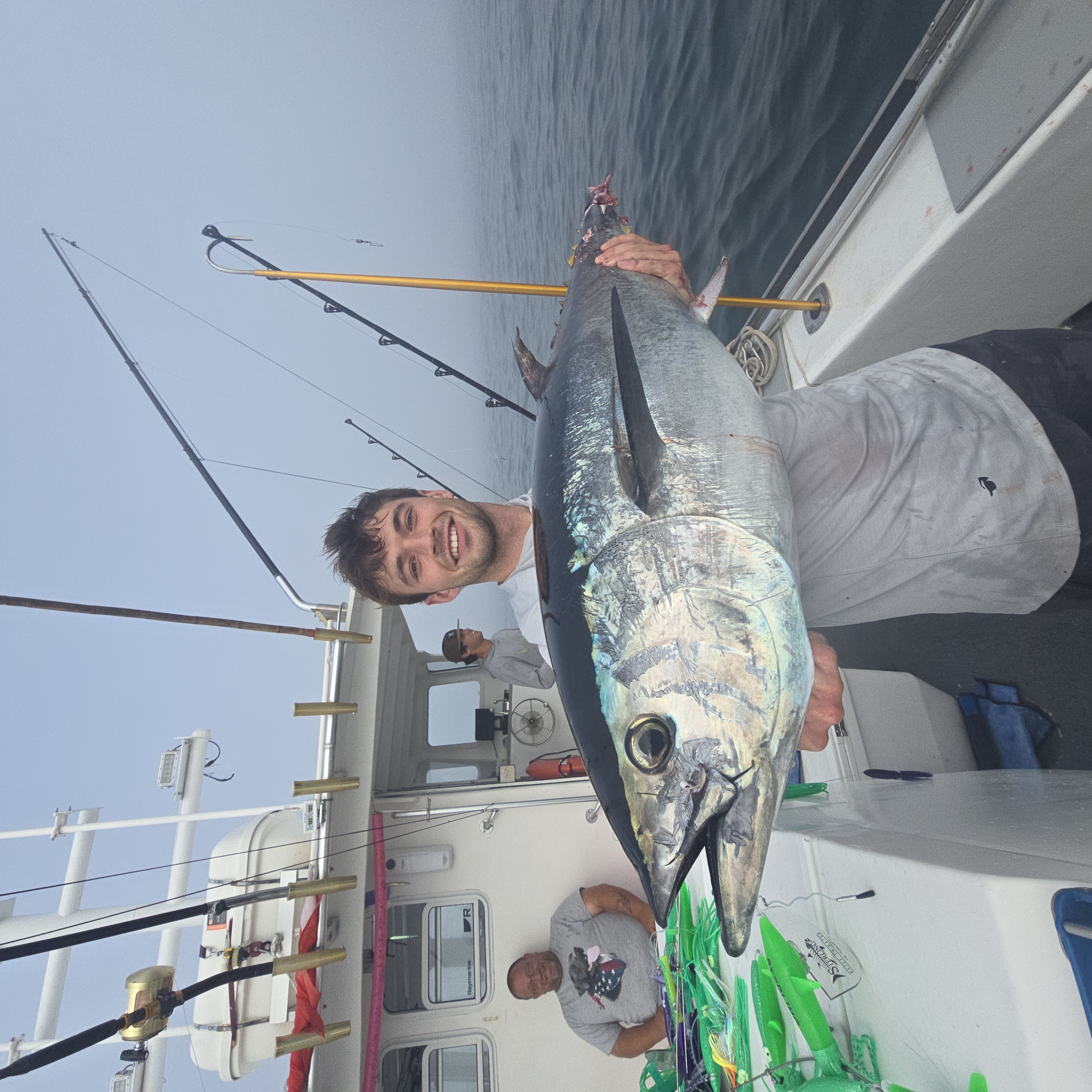 Large yellowfin tuna caught during deep sea fishing charter in Narragansett RI