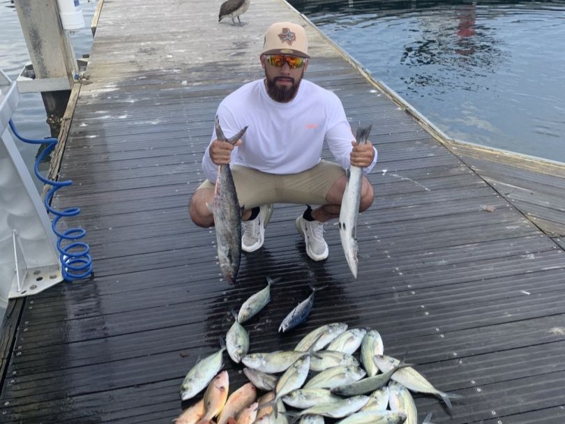 Two small fish caught in Boynton Beach while fishing and hunting