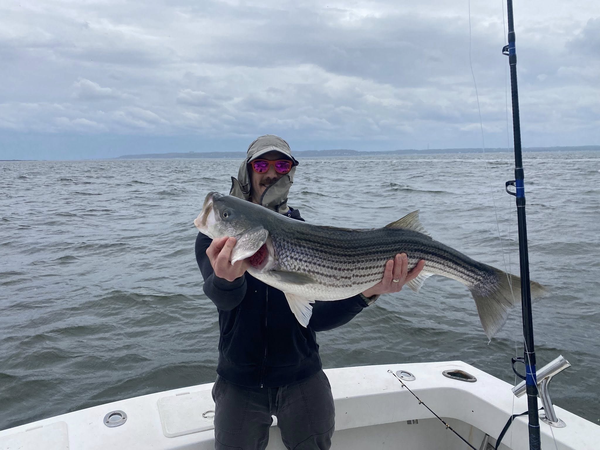 Striped bass caught fishing in Highlands
