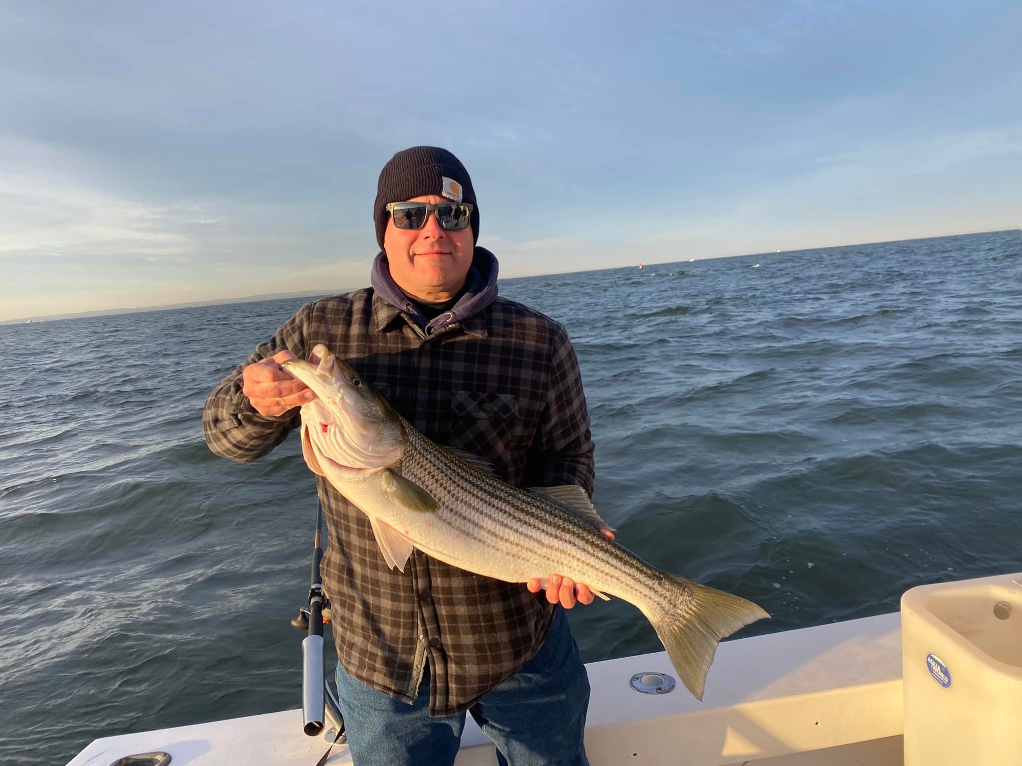 Striped bass caught by angler in Highlands