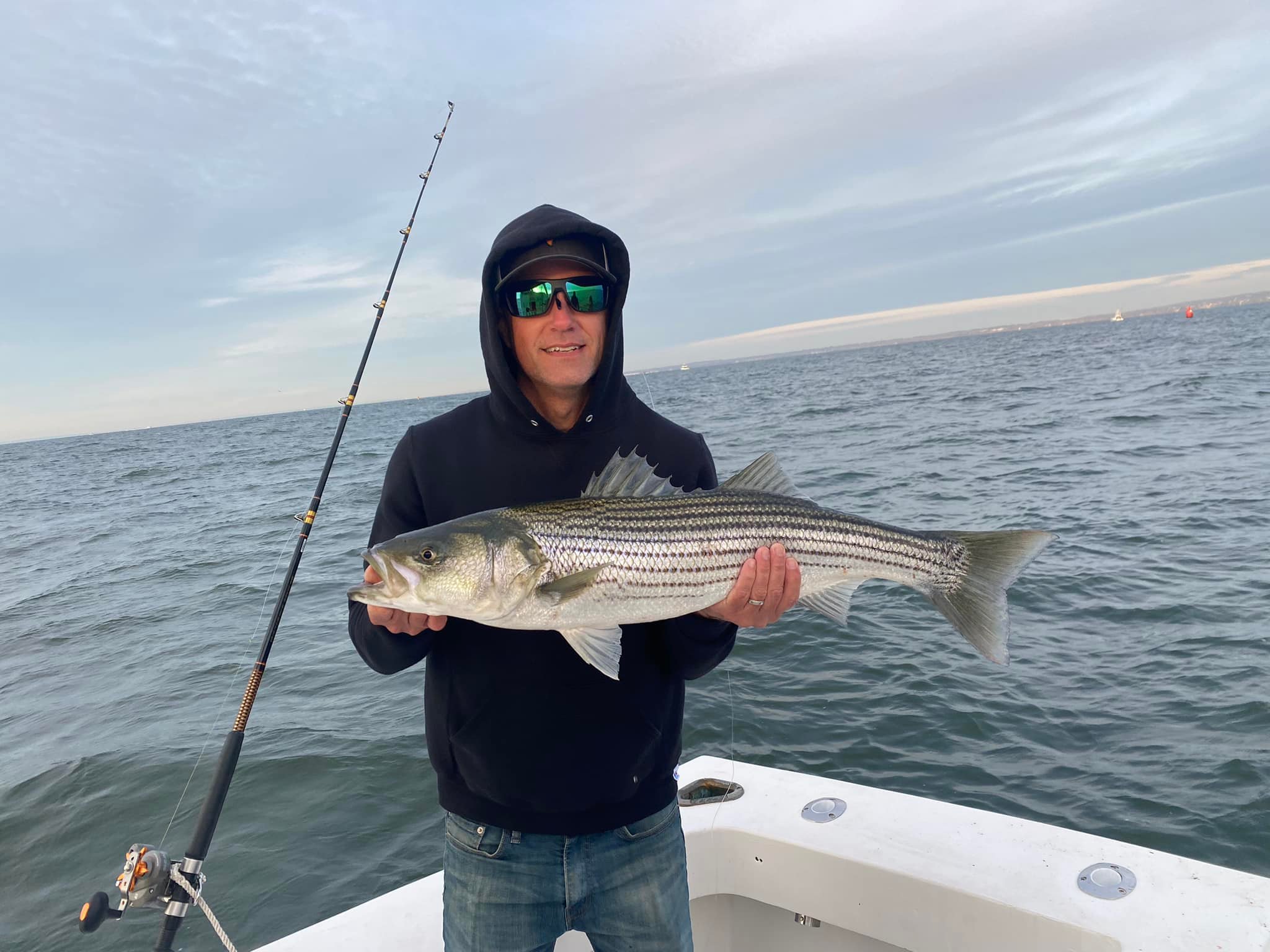 A striped bass caught by a fisherman in NJ