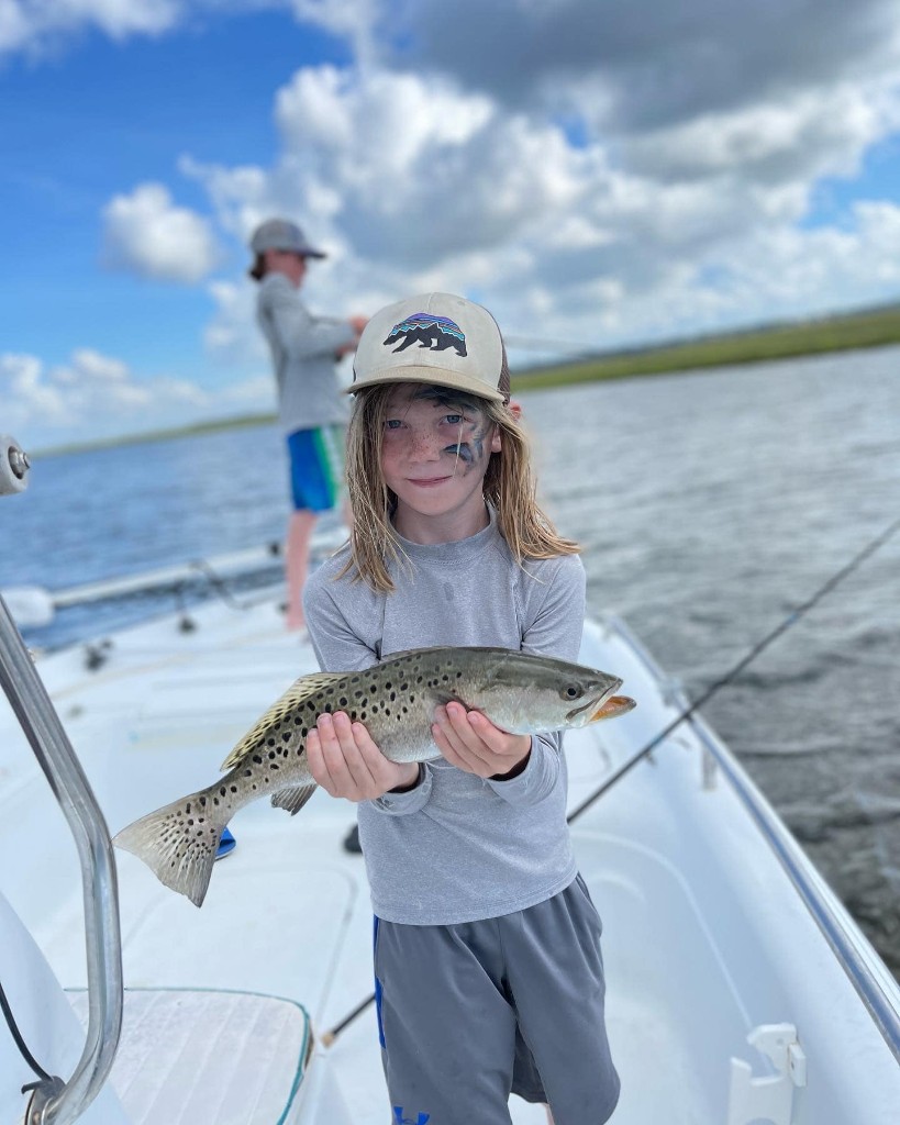 Spotted weakfish, 66 inches long, caught at Fernandina Beach