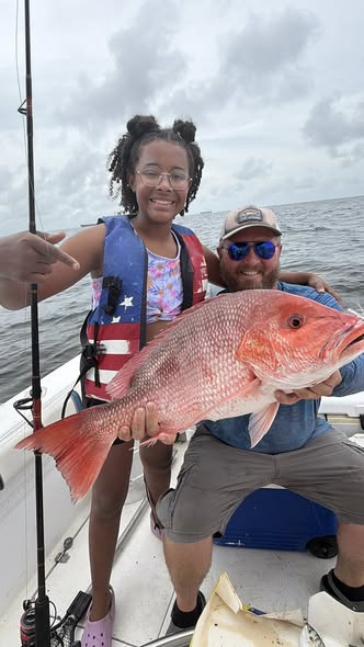 Red snapper fishing catch on boat in Mississippi waters