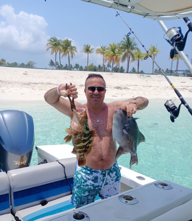 Two small fish caught while fishing in Nassau