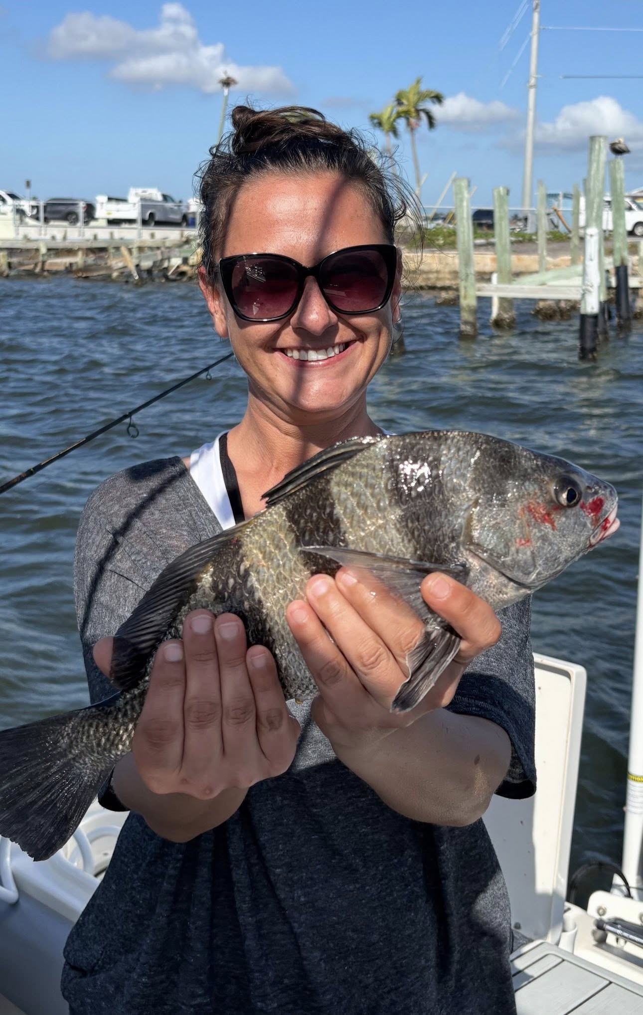 Black drum catch on fishing charter in Matlacha FL