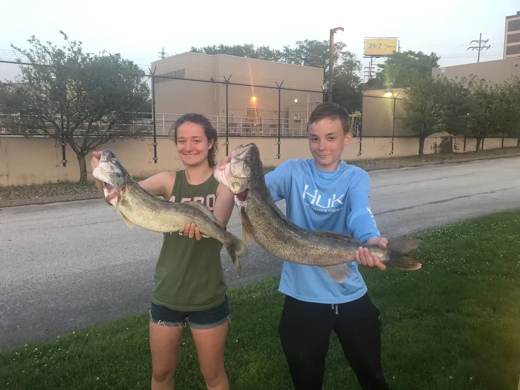 Two anglers with their catch in Lorain