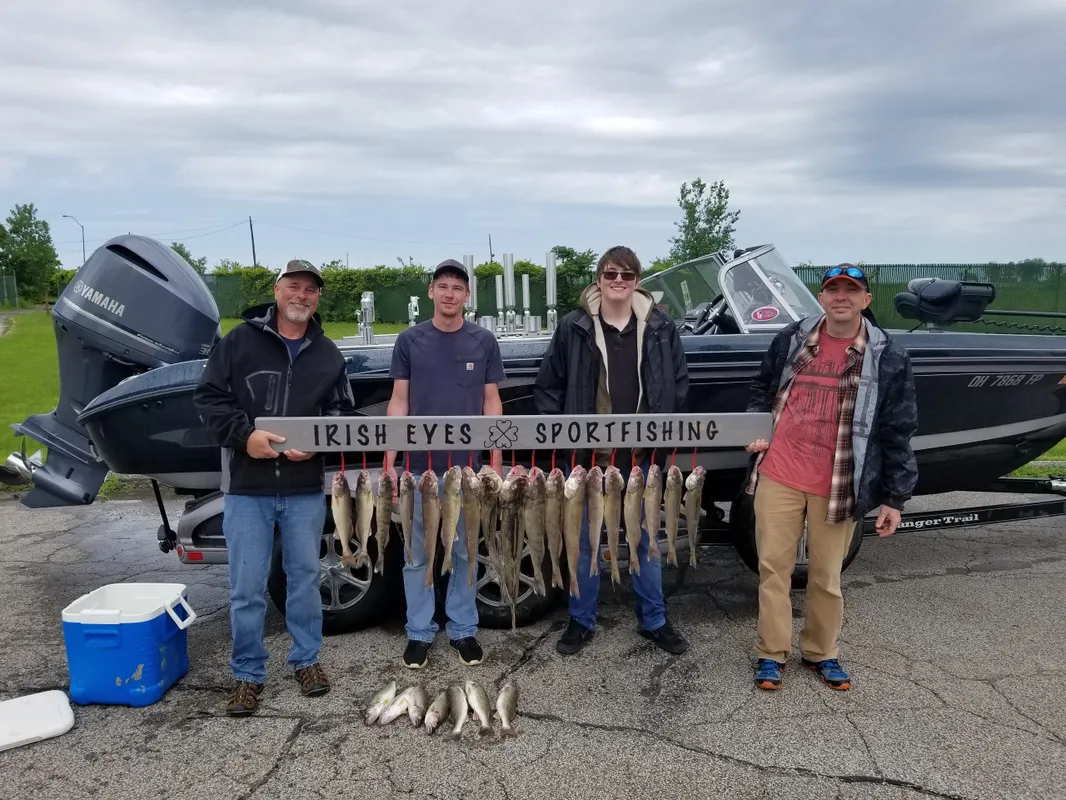 Four anglers enjoying a fishing trip in Lorain