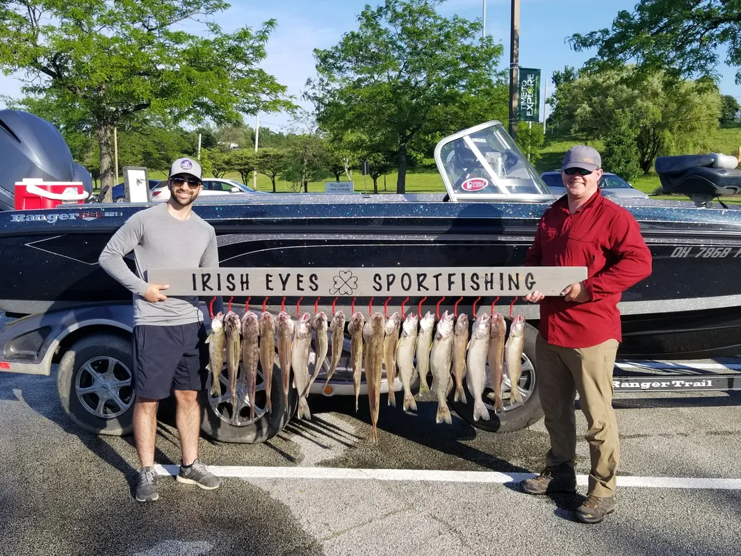 Two people fishing at Lorain
