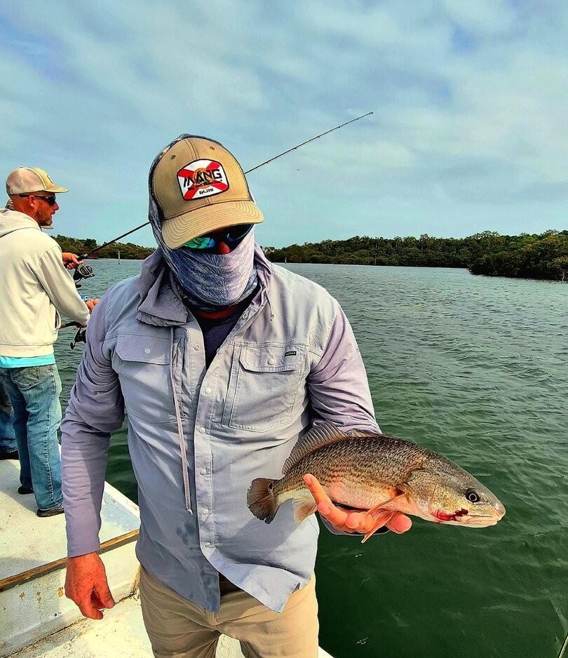 Freshly caught redfish being held on fishing boat in Cedar Key FL waters