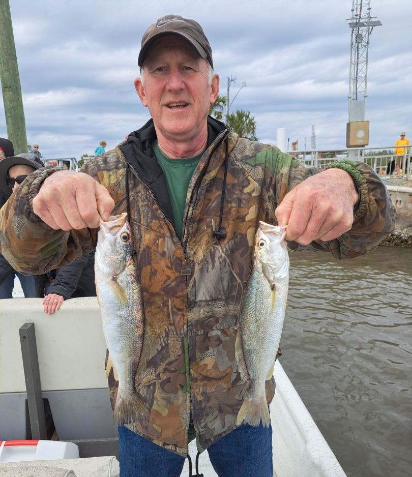 Two squeteague fish caught during fishing trip in Cedar Key FL