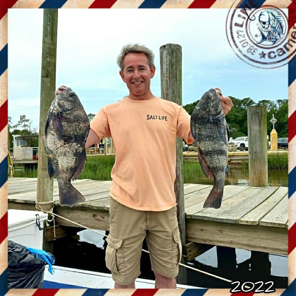 Two black drum fish caught in NC