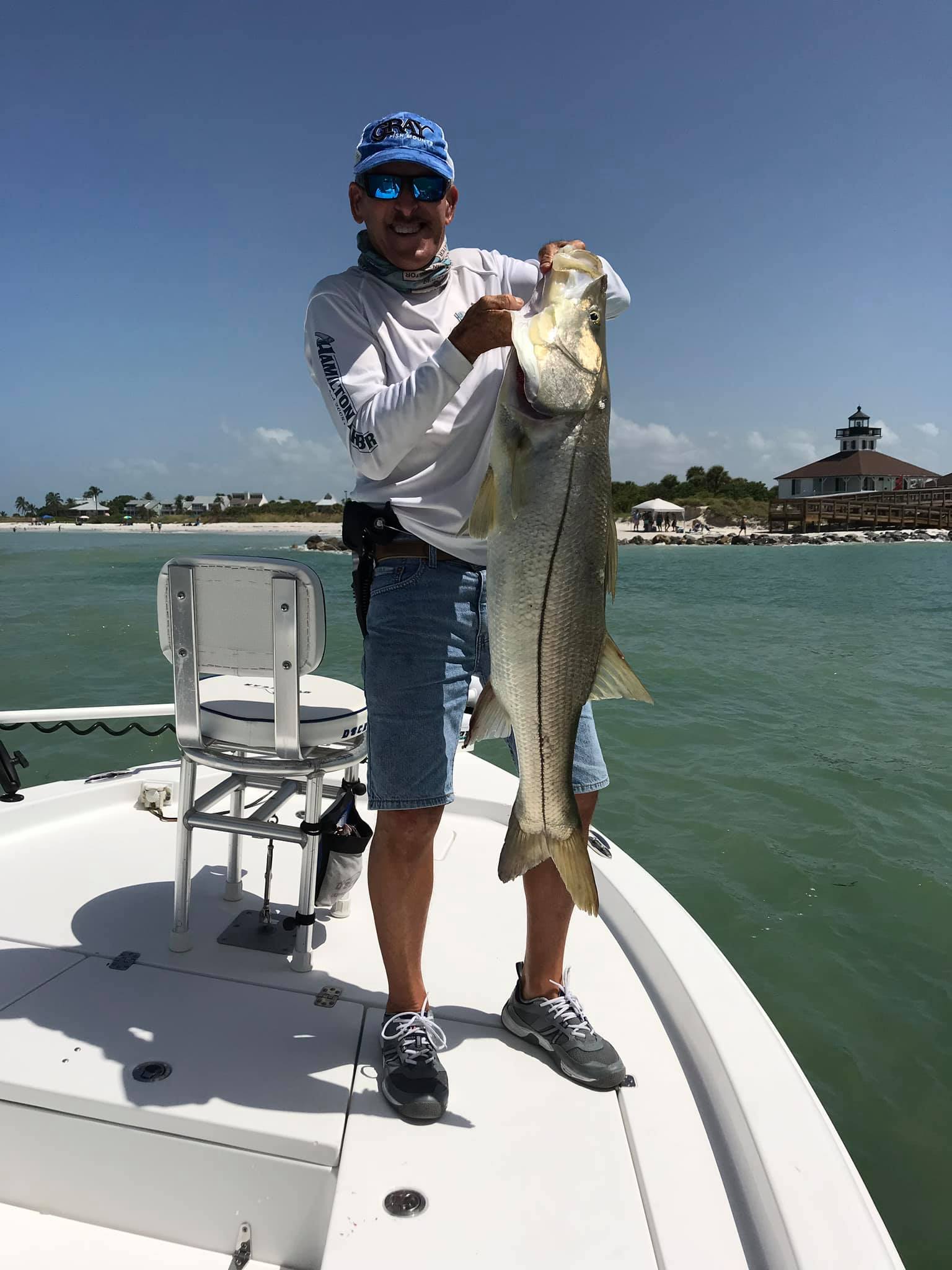 A snook fish caught during fishing in Naples, Florida