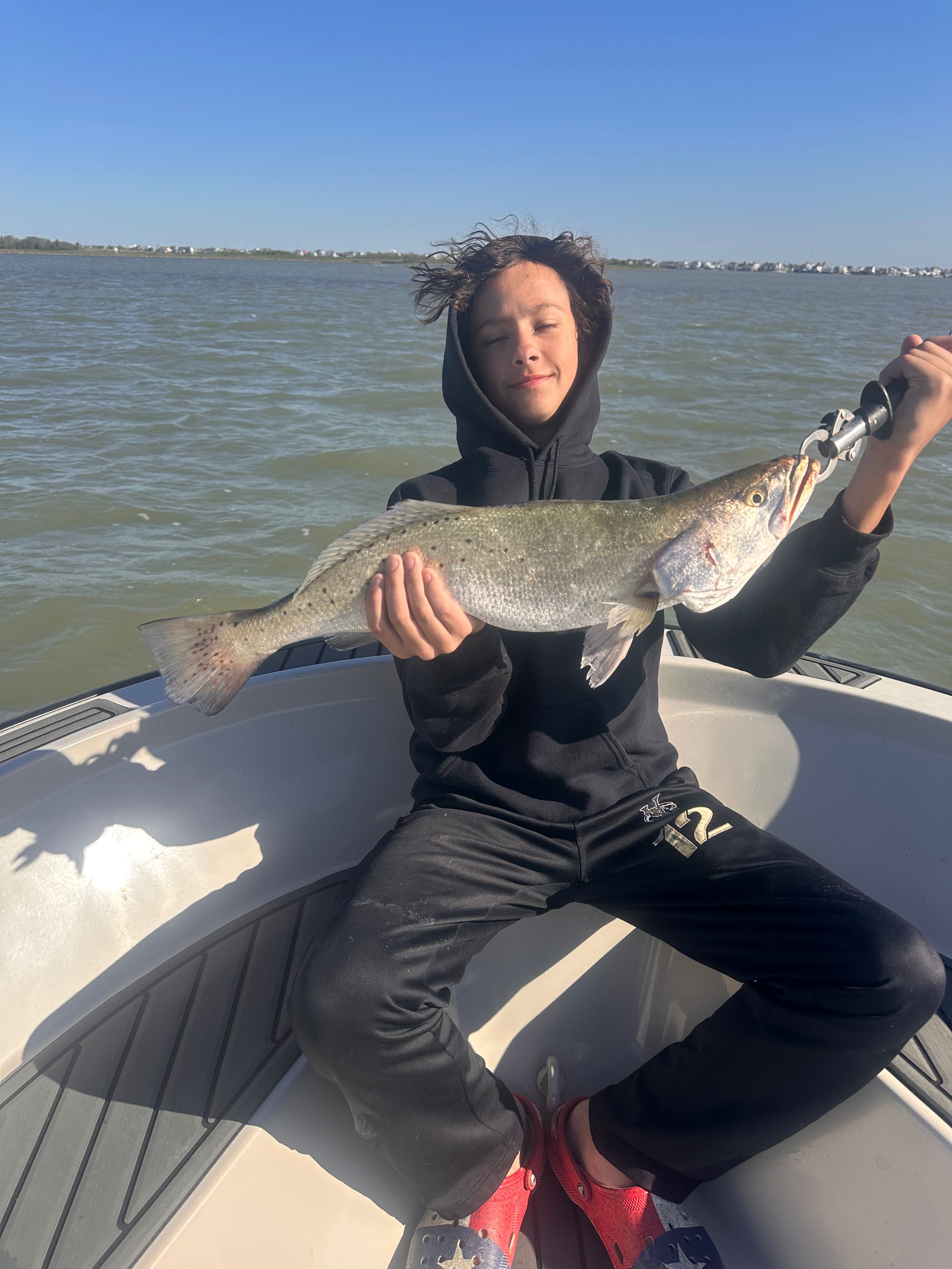 Speckled trout caught fishing in Galveston TX waters from boat
