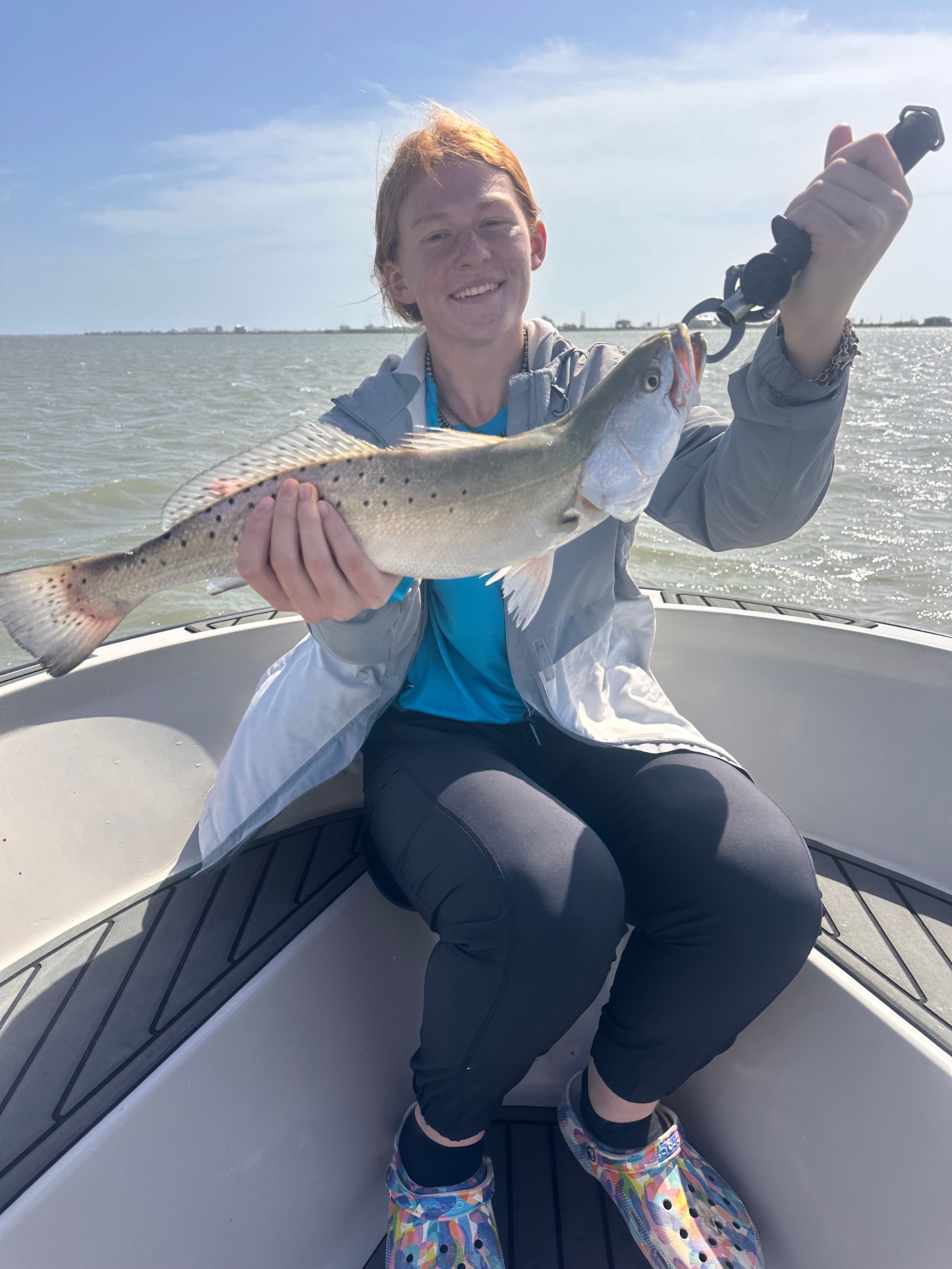 Speckled trout caught while fishing in Galveston TX on boat