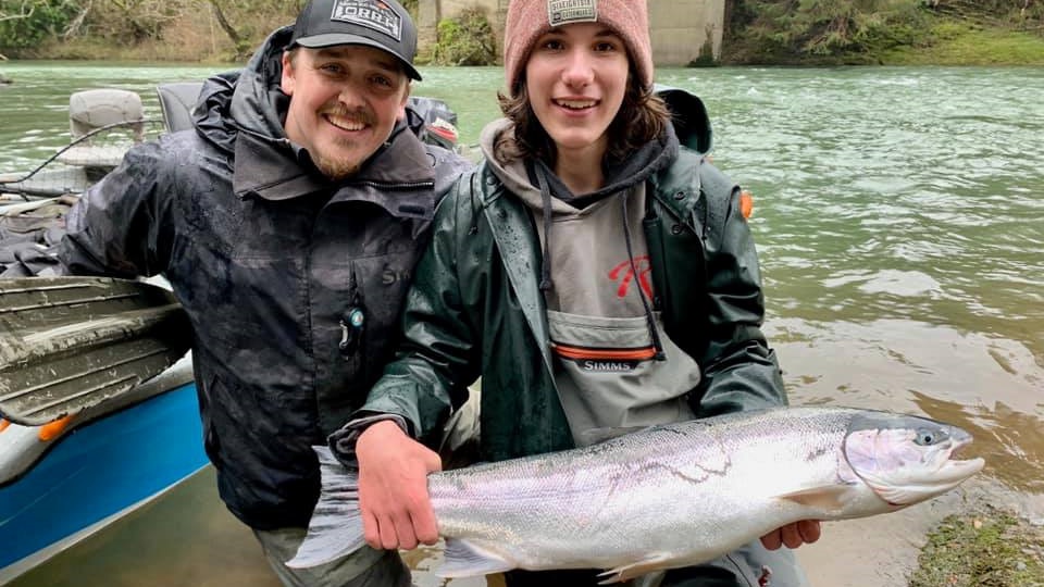 A single pink salmon fish caught in Oregon