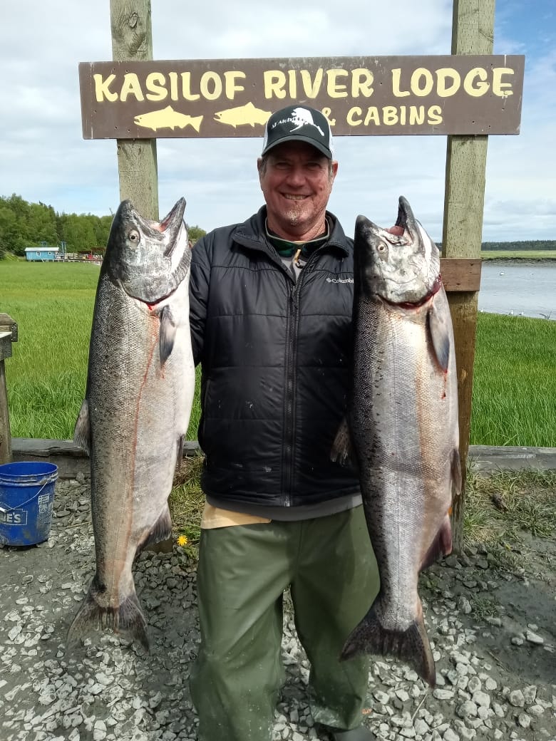 Two Chinook Salmon and Lake Trout caught in Alaska
