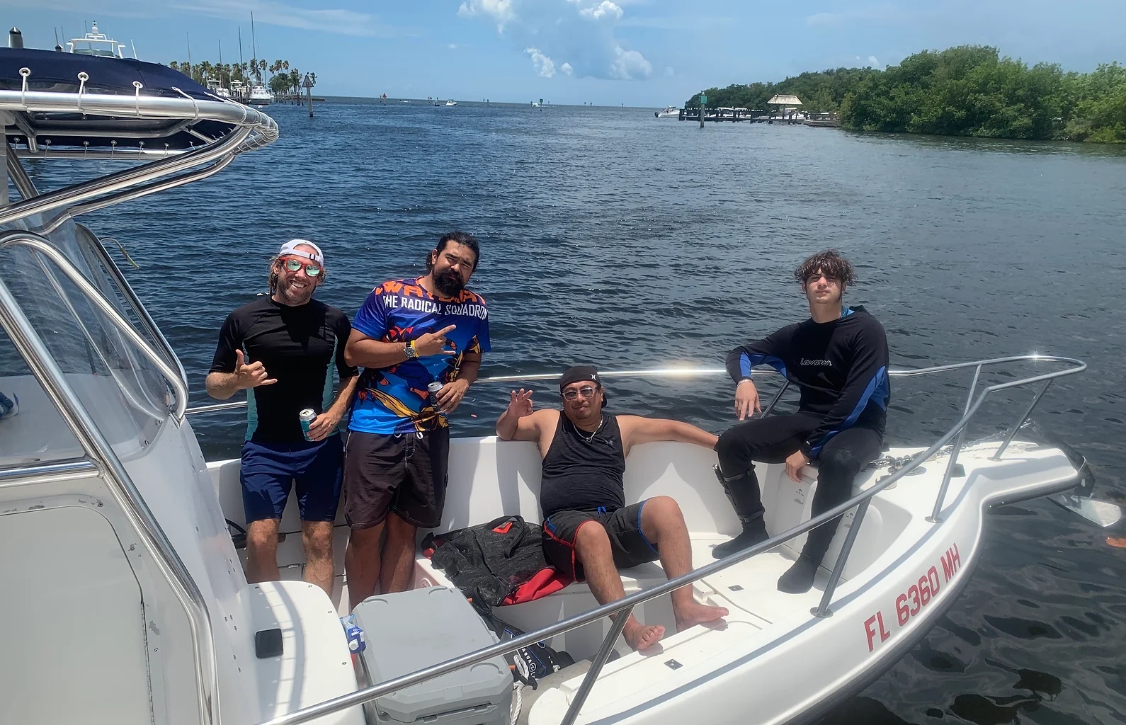 Four anglers fishing on the water in Florida