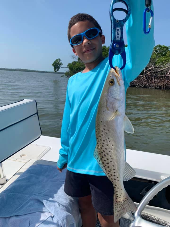 Spotted Weakfish measuring 23 inches caught fishing in FL