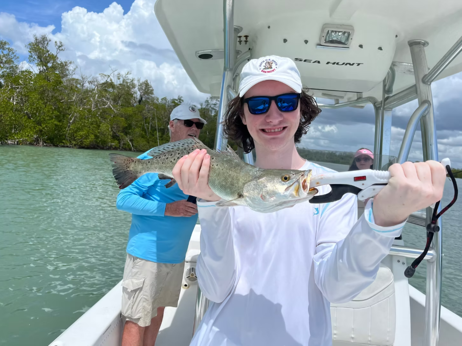 Speckled trout caught while fishing in Naples FL waters from boat