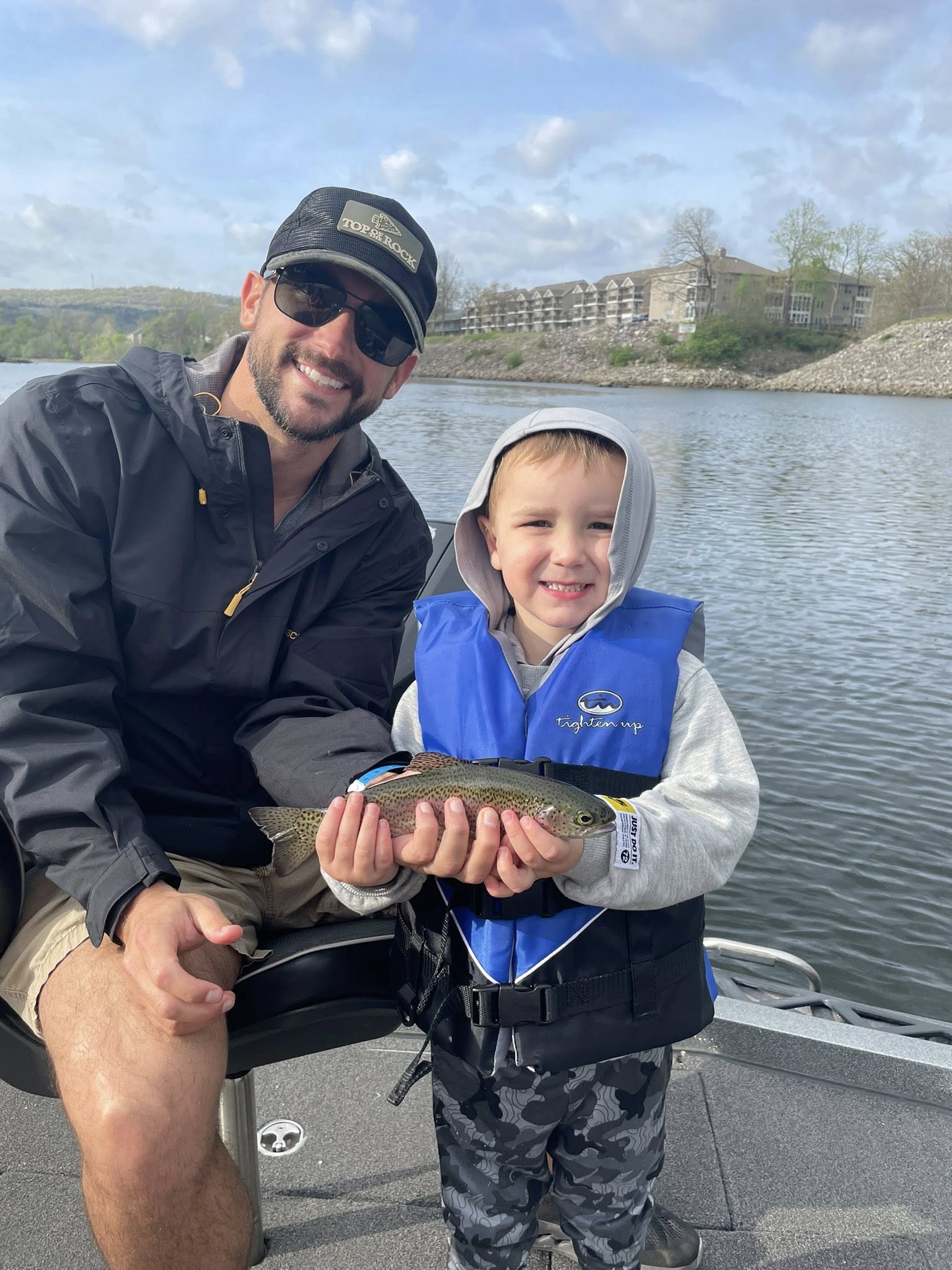 Rainbow trout catch on fishing boat in Branson MO