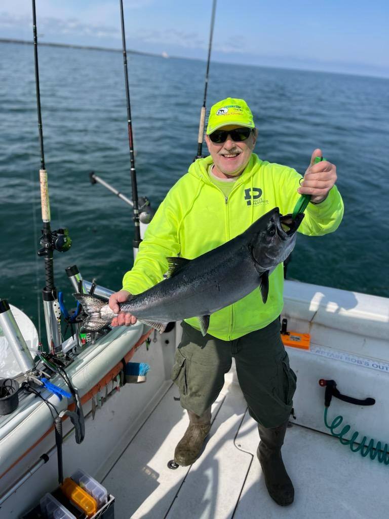 Chinook salmon catch on fishing boat in Dunkirk NY