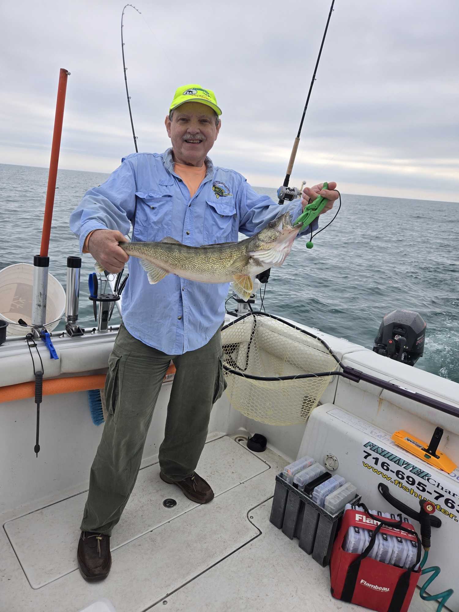 Walleye catch displayed on fishing boat in Dunkirk NY