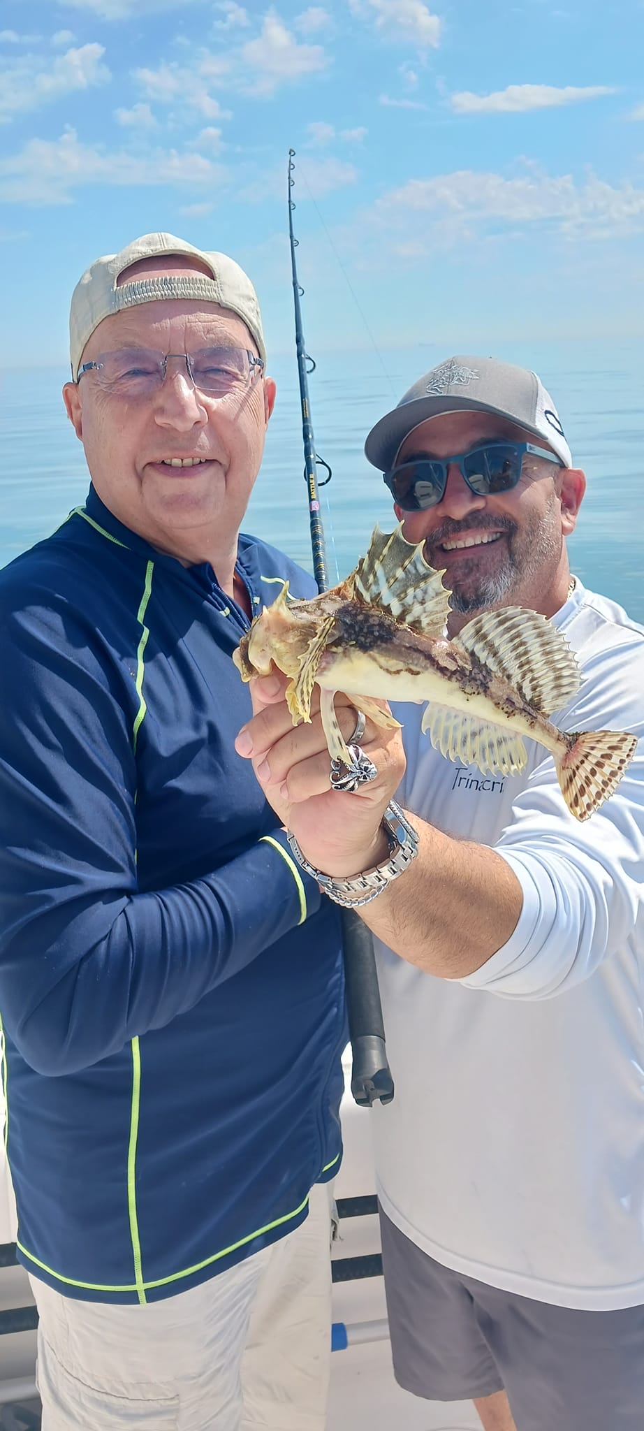Cabezon fish caught by two people while fishing in Boston
