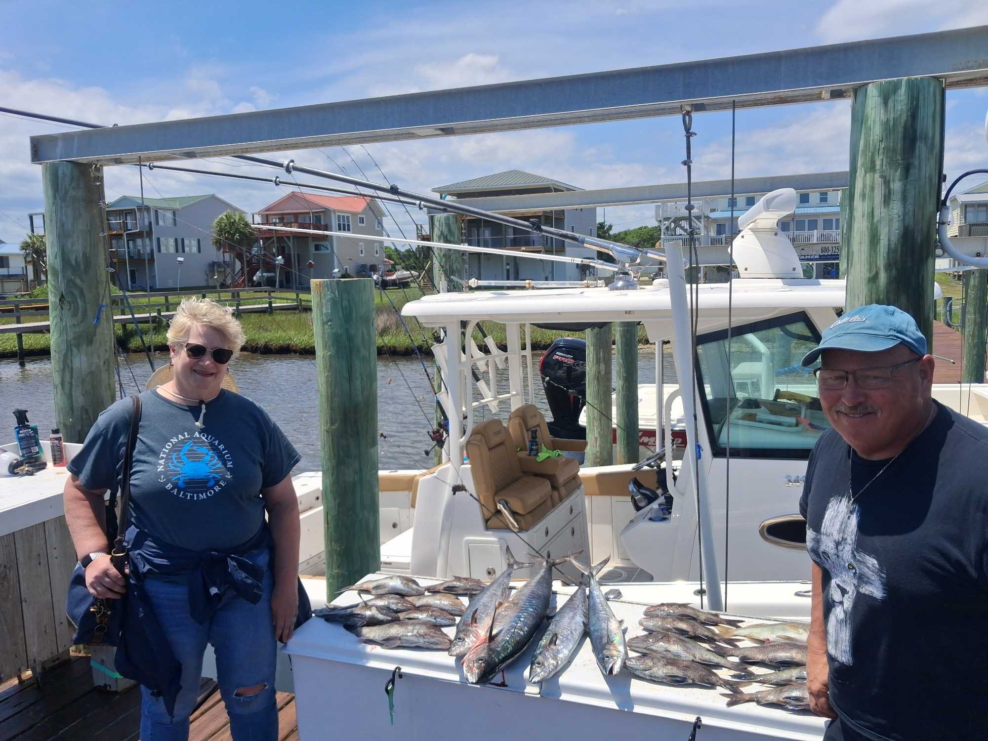 King Mackerel fishing catch displayed on boat deck at Sneads Ferry NC