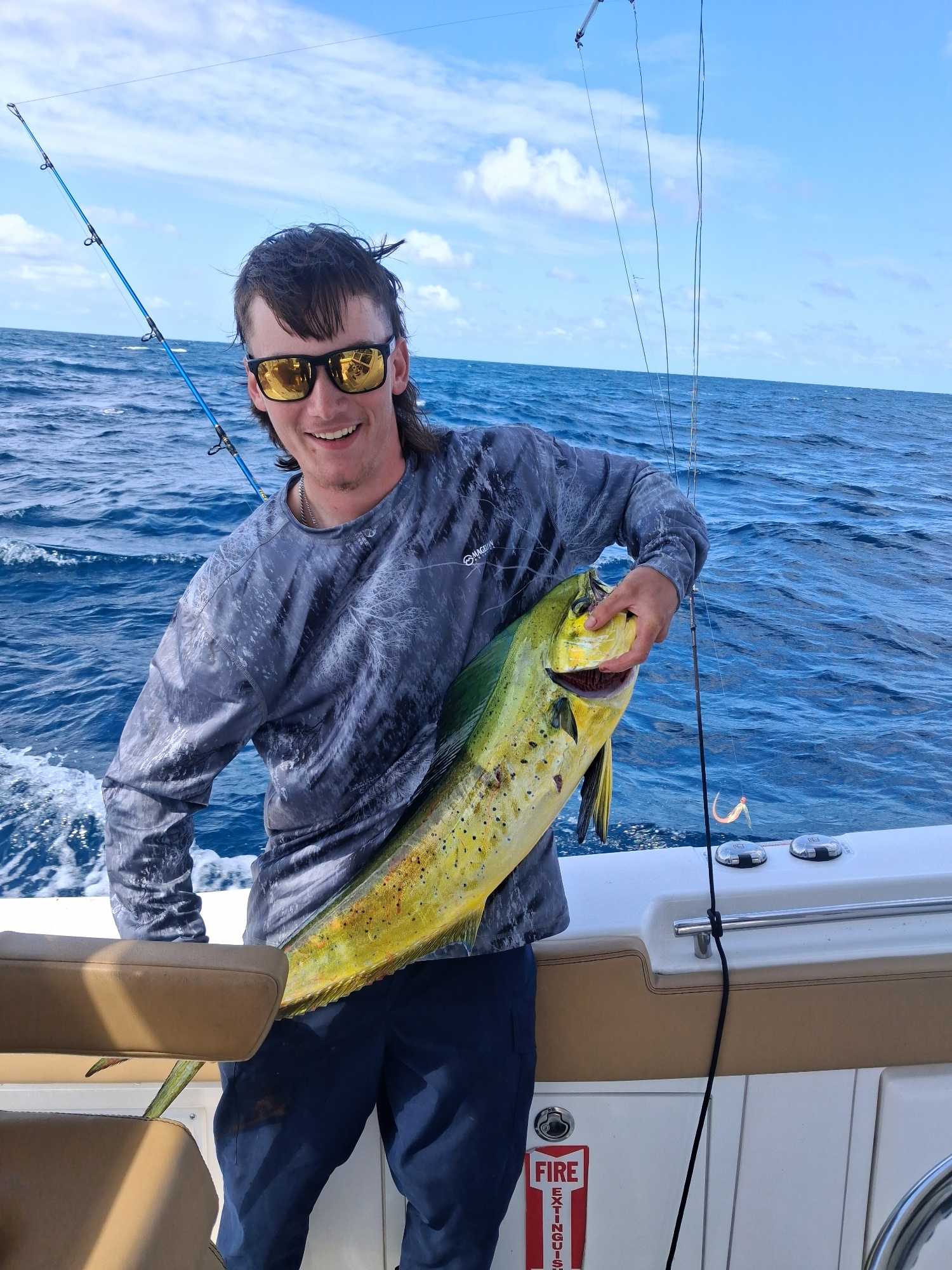 Mahi mahi catch displayed on fishing boat in Sneads Ferry NC waters