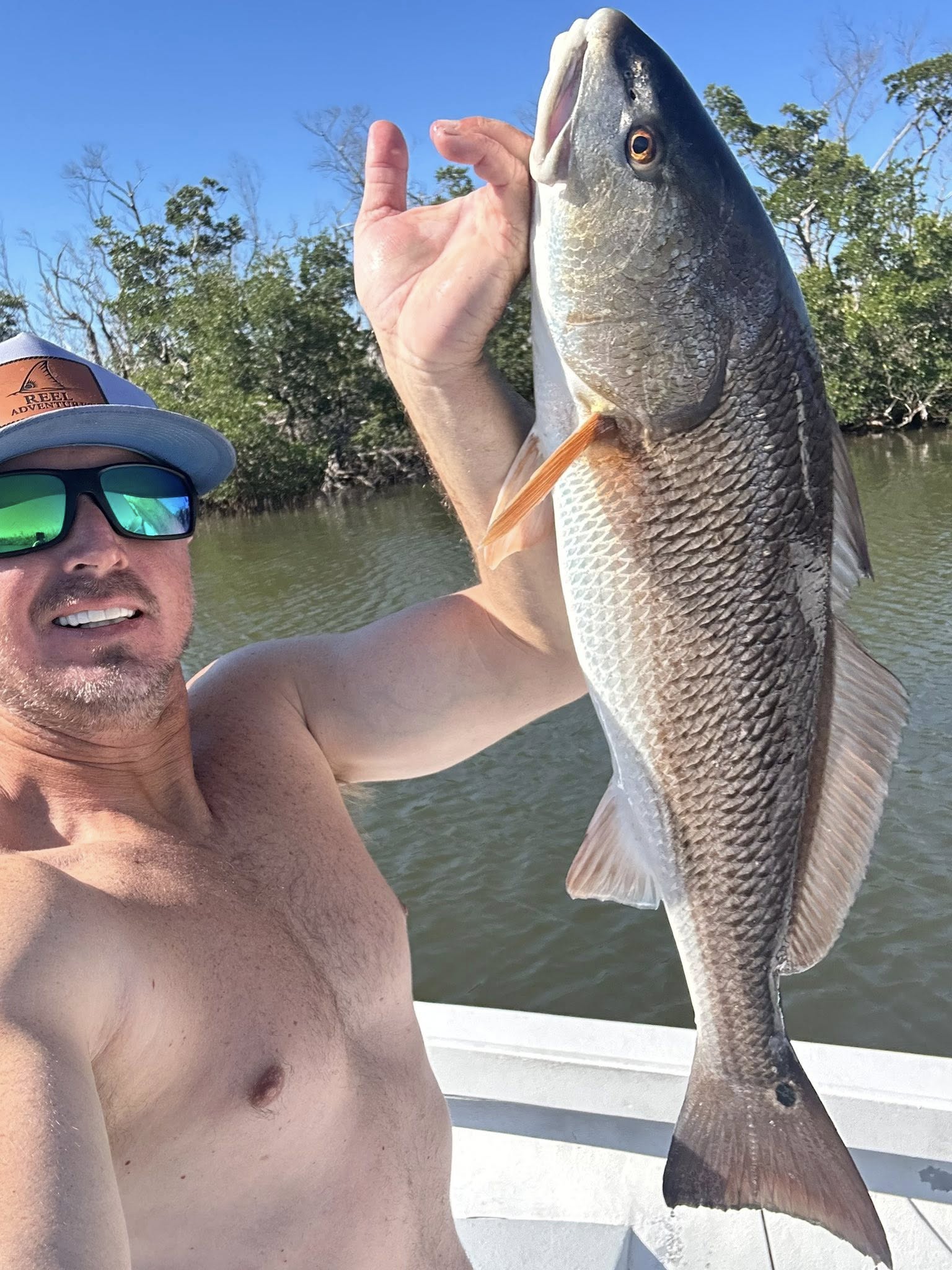 Redfish caught while fishing in St James City FL displayed on boat
