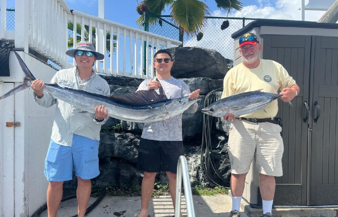 3 people fishing in Hawaii