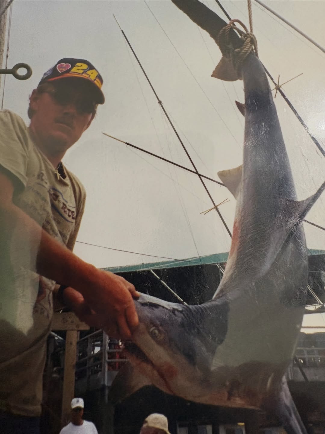 Large shark catch displayed on fishing boat in Grant-Valkaria FL