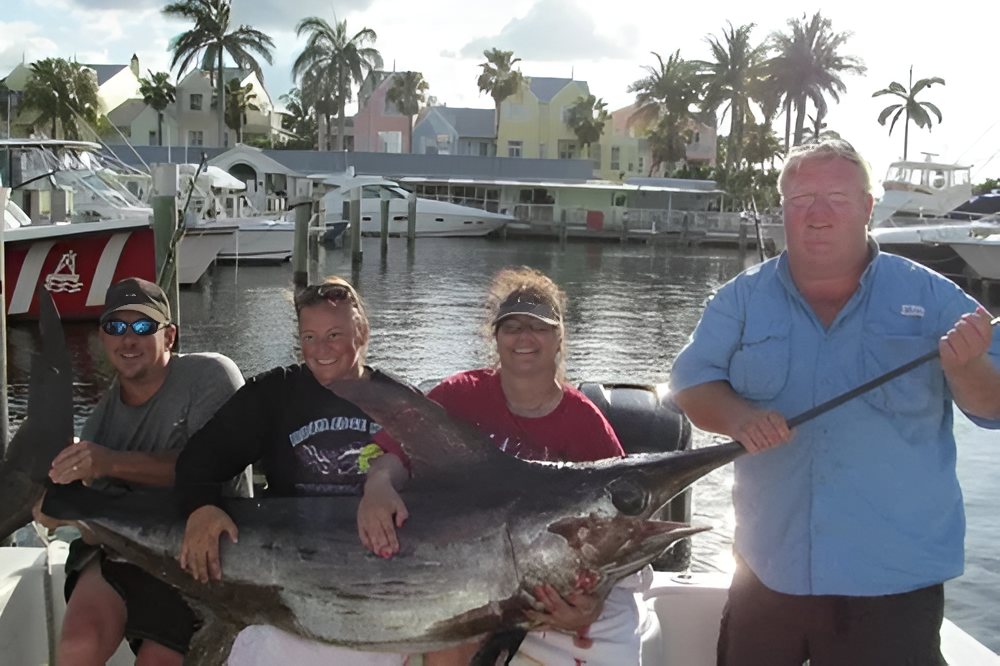 Swordfish fishing charter boat with electric reels for deep water offshore fishing in Florida
