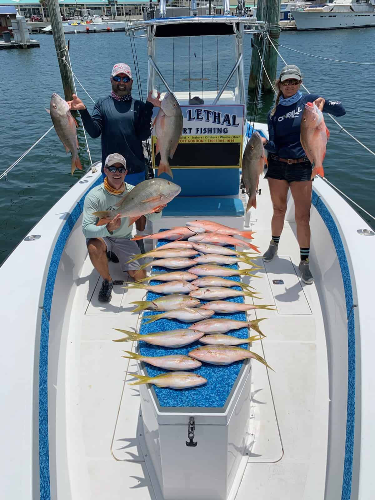 5 mutton snapper fish caught while fishing in Key West