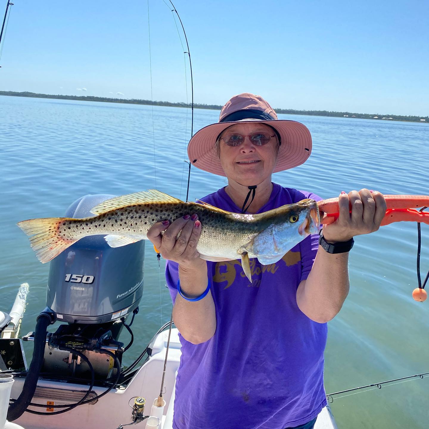 Photograph of a 23-inch spotted weakfish caught in Port Saint Joe