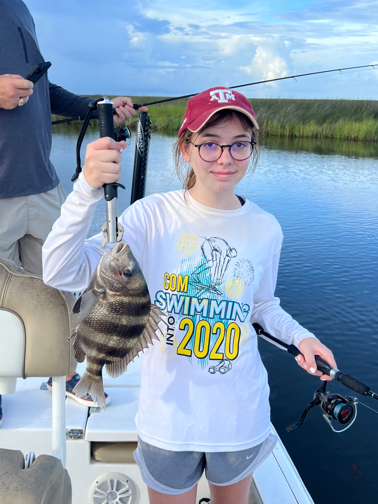 Madison with her first sheephead
