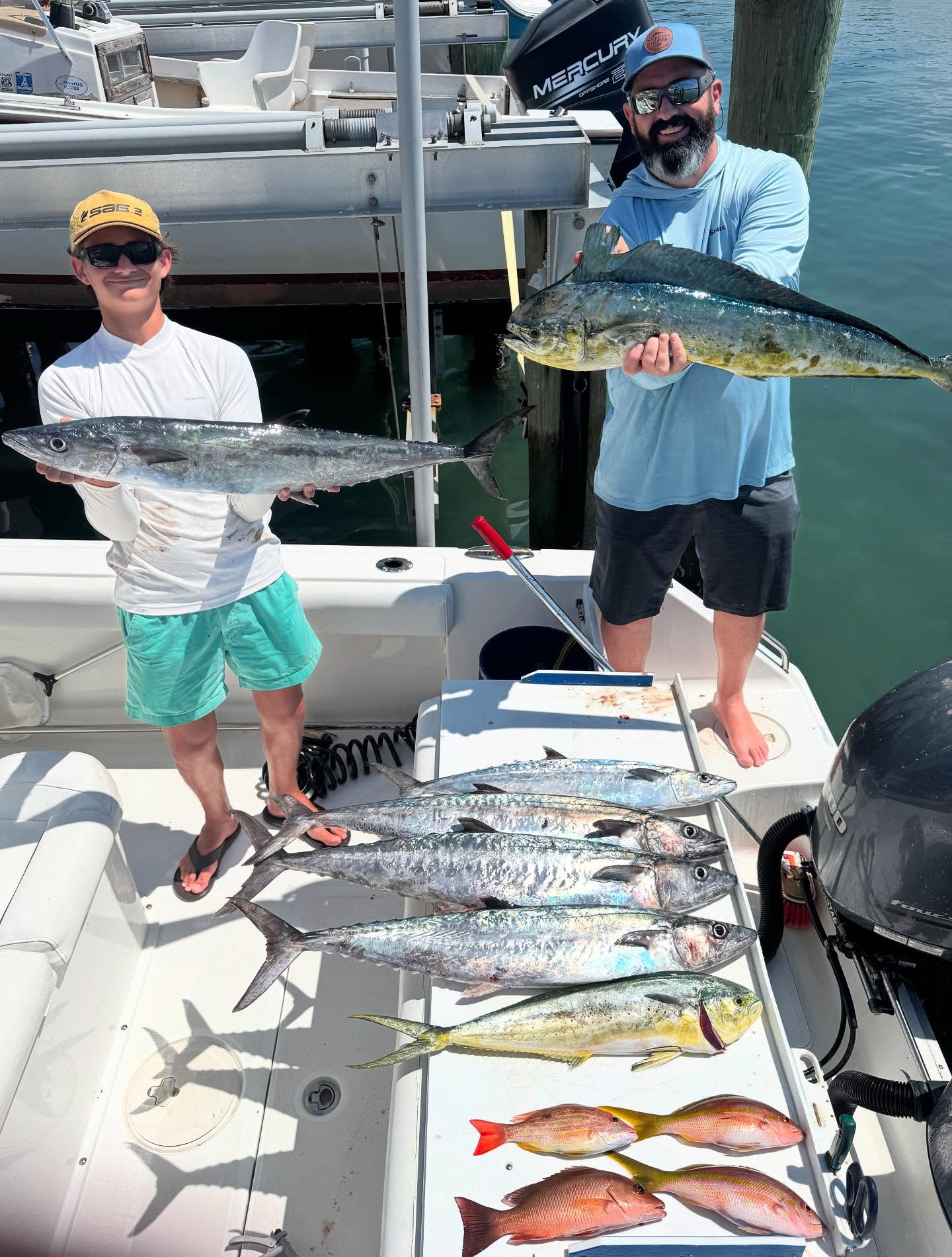 7 king mackerel and grey snapper fish caught in Jupiter