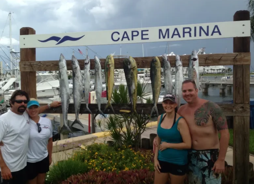 4 anglers with a big catch of fish at Port Canaveral