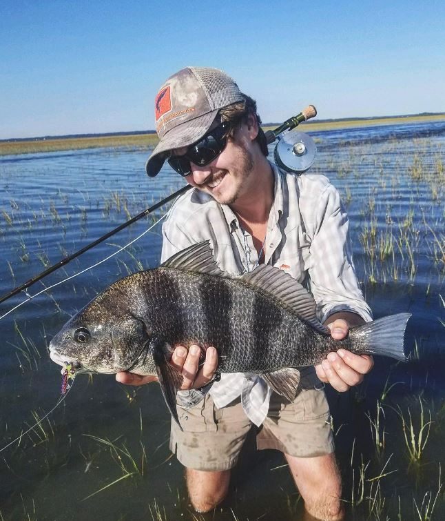 Photograph of a big black drum fish caught while fishing in South Carolina