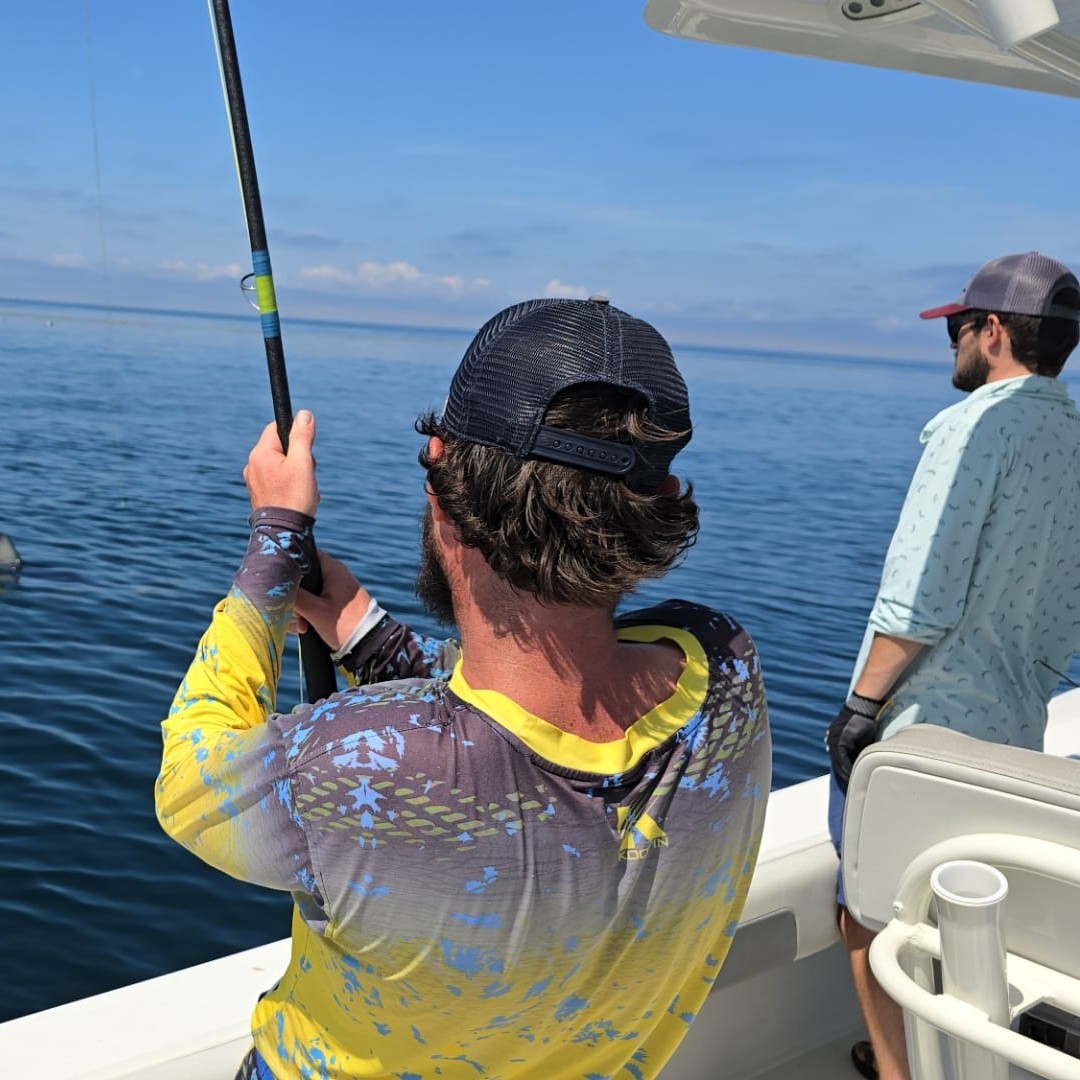 Maine inshore fishing charter boat targeting Atlantic mackerel near Old Orchard Beach