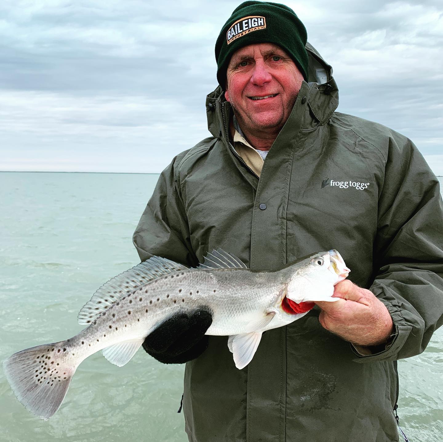 Photograph of a spotted weakfish, a 20-inch fish caught in TX.