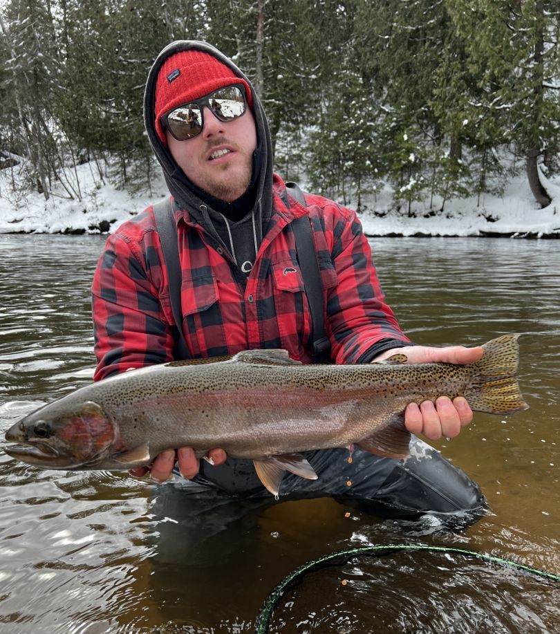 A rainbow trout caught while fishing in Wisconsin
