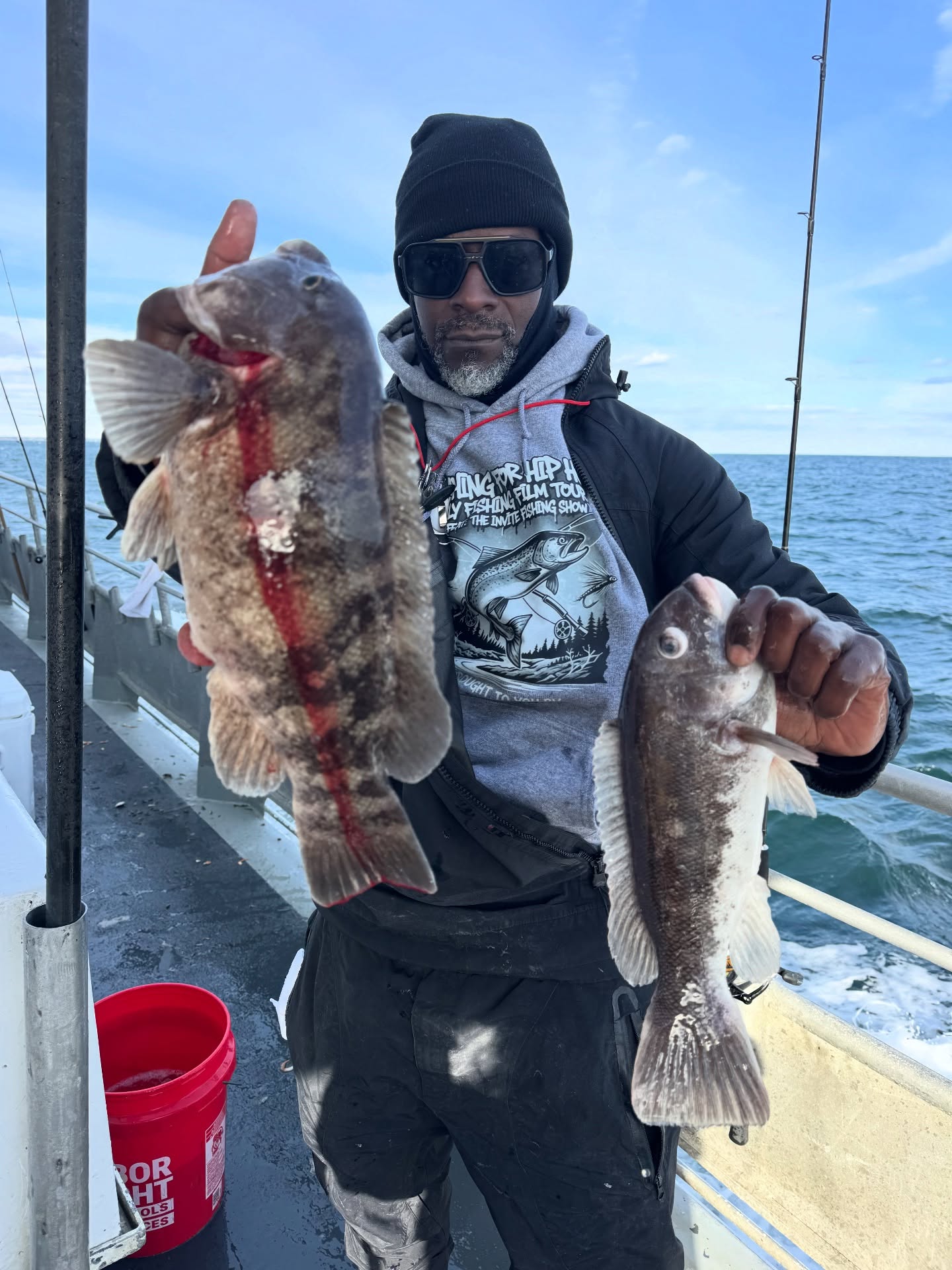 Two tautog fish caught while fishing in GA