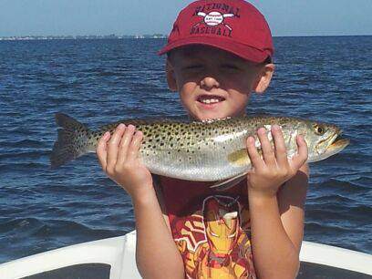 Photograph of a Spotted Weakfish, a 17-inch fish caught while fishing in Palmetto