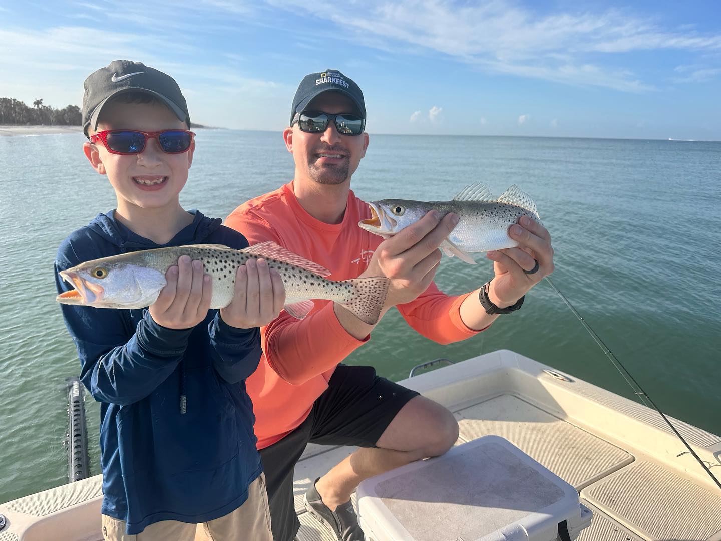 Two spotted weakfish caught while fishing in FL