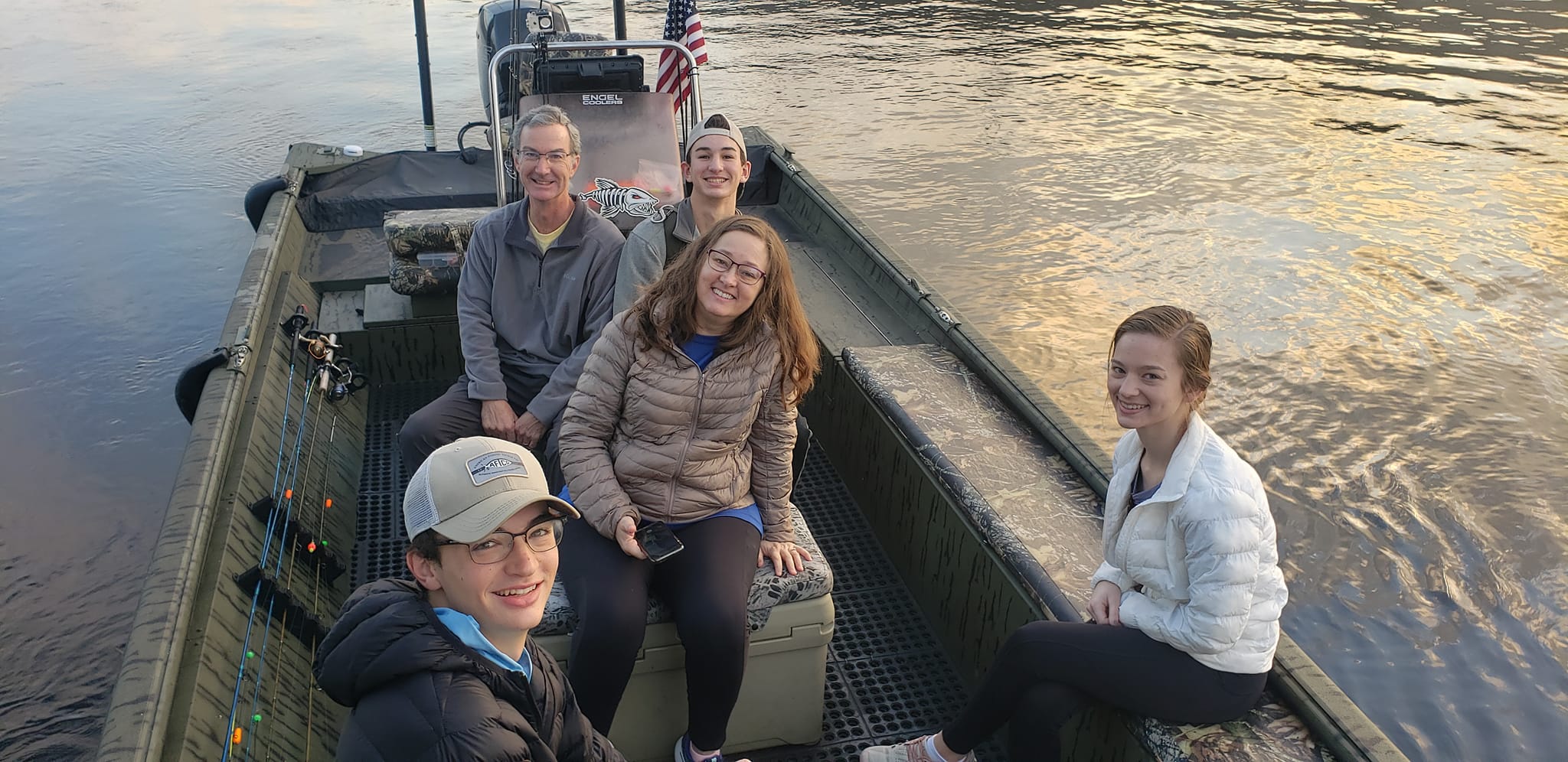 Five people fishing at Branson