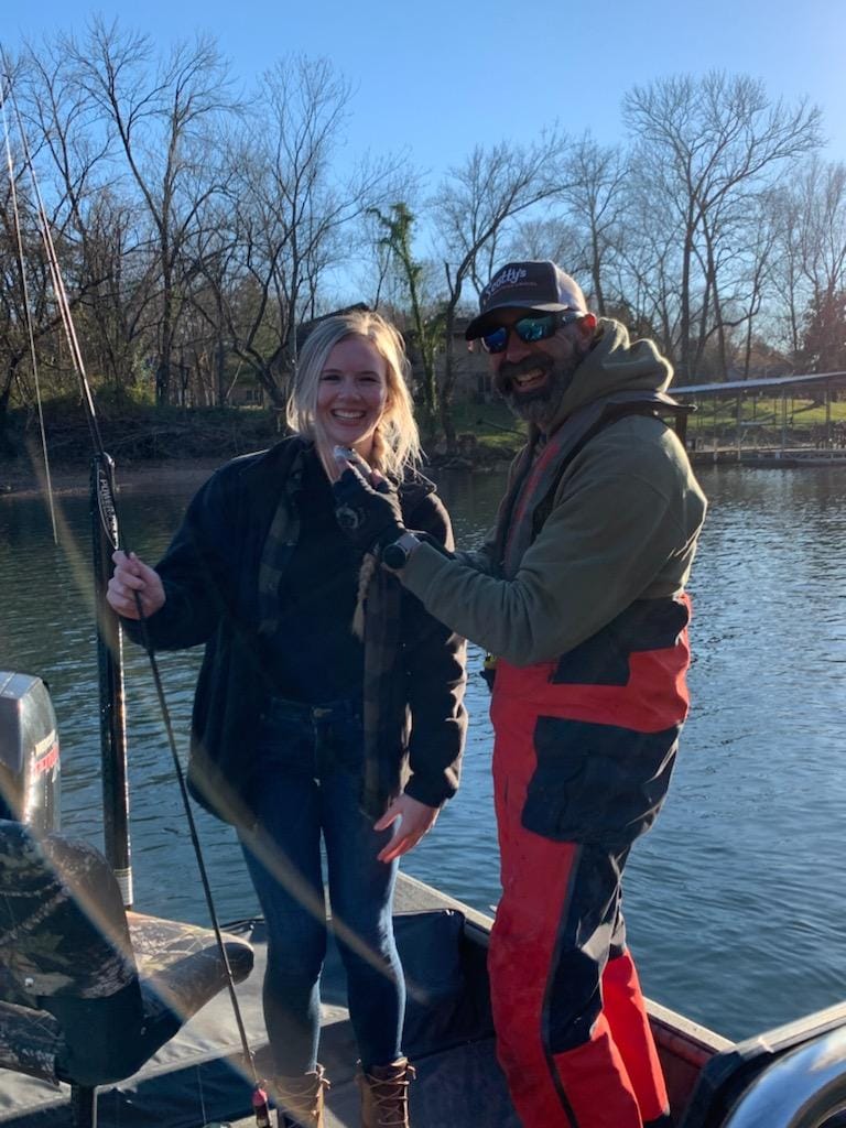 Two people fishing outdoors in Missouri