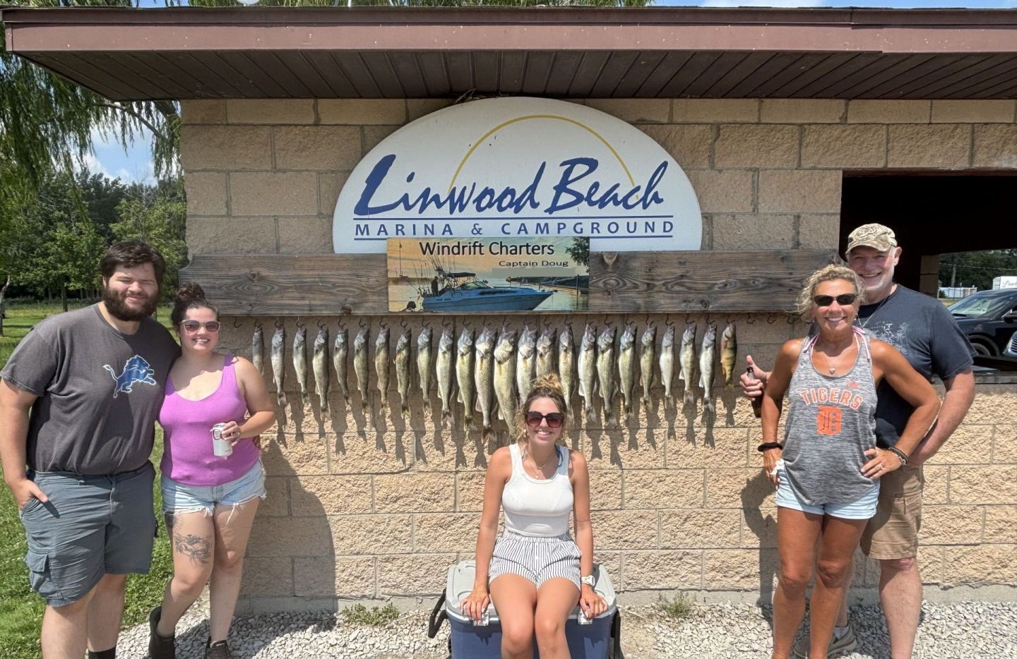 Large display of freshly caught fish at Linwood Beach Marina & Campground in Linwood MI