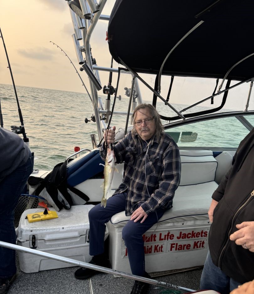 Walleye catch on fishing boat in Linwood Michigan